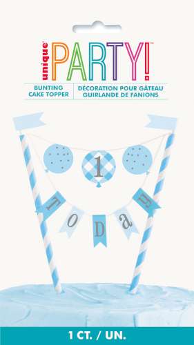 One Today Blue Birthday Bunting Cake Topper - Click Image to Close